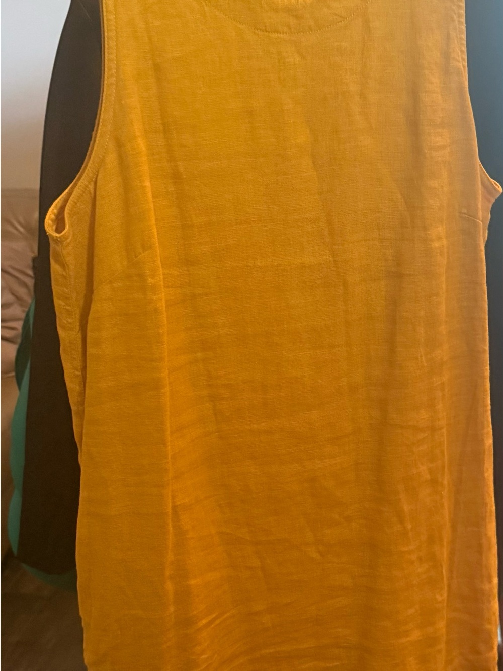 Sleeveless Mustard Women's Linen mini dress